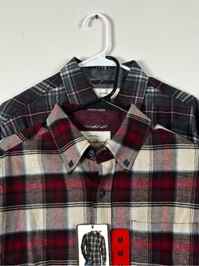 Weatherproof Vintage Plaid Flannel Lot 2 Shorts Sz Med NWT Button Gray Red White